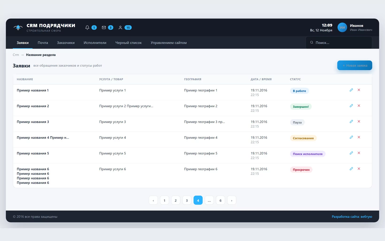 Разработка CRM системы для поиска подрядчиков в строительной сфере