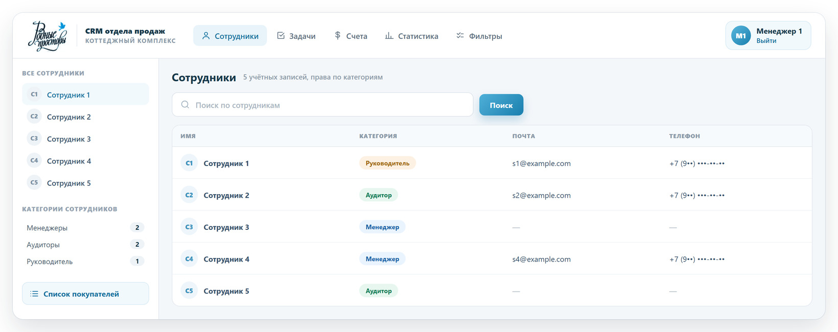 Разработка CRM системы для компании Родные просторы