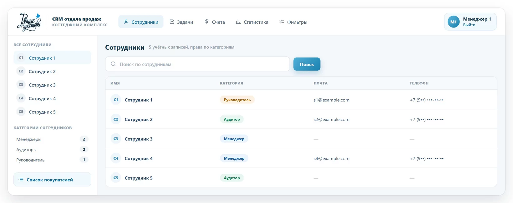 Разработка CRM системы для компании Родные просторы