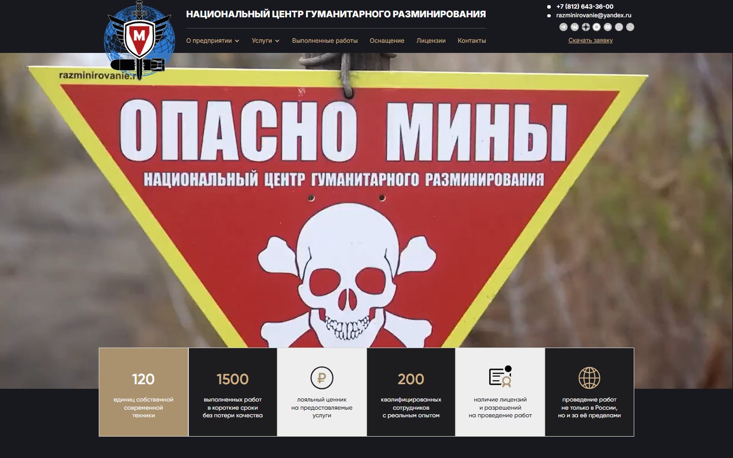 Поддержка и развитие сайта центра разминирования — НЦГР